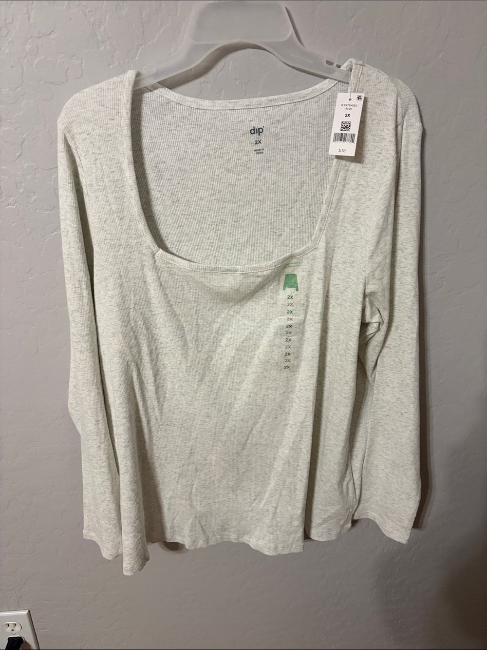 dip Light Heather Gray Scoop Neck Long Sleeve Top